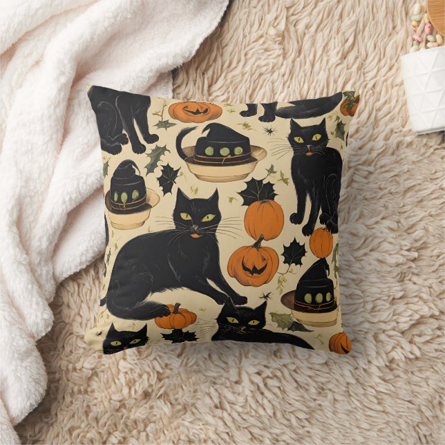Cojín Decorativo gatos negros halloween horror regalos graciosos bo (Manta)