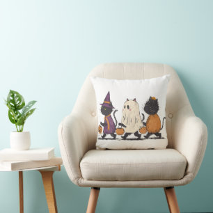 Cojín Decorativo Gatos Negros Halloween Truco o Trato Lindo Espeluz