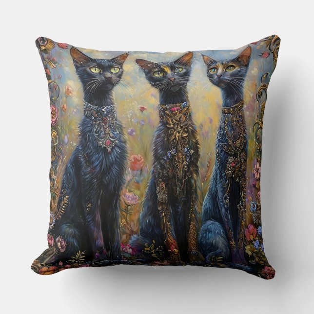 Cojín Decorativo Gatos negros lindos (Anverso)