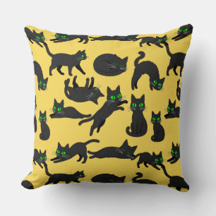 Cojín Decorativo Gatos negros ojos verdes gatitos lindos