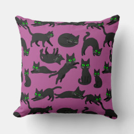 Cojín Decorativo Gatos negros ojos verdes gatitos lindos