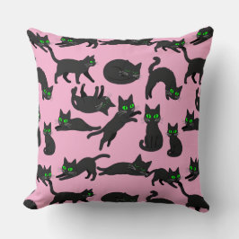 Cojín Decorativo Gatos negros ojos verdes gatitos lindos