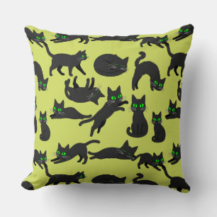 Cojín Decorativo Gatos negros ojos verdes gatitos lindos