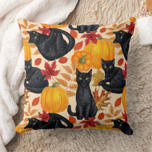 Cojín Decorativo Gatos negros y calabazas