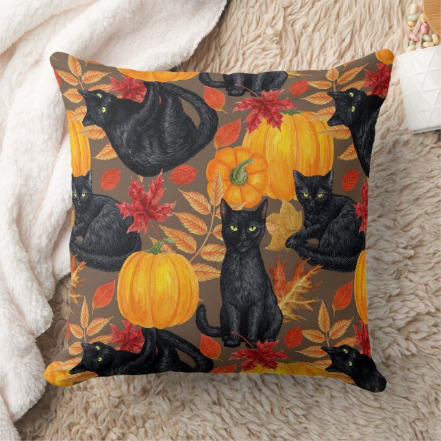 Cojín Decorativo Gatos negros y calabazas 2 (Manta)