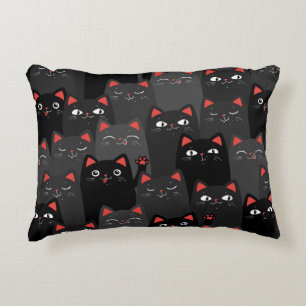 Cojín Decorativo Gatos negros y grises. Patrón sin fisuras personal