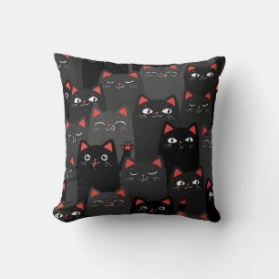 Cojín Decorativo Gatos negros y grises. Patrón sin fisuras personal