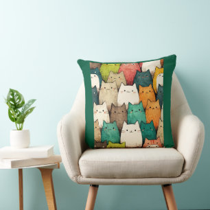 Cojín Decorativo Gatos Personalizados cortos en colores vibrantes