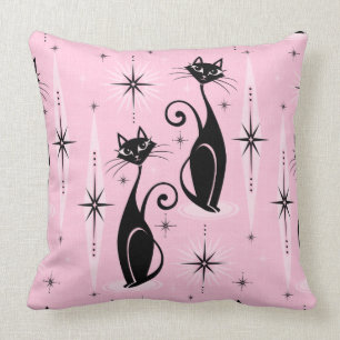 Cojín Decorativo Gatos retro atómicos de mediados de siglo en Guay