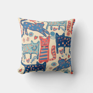 Cojín Decorativo Gatos retro juguetones