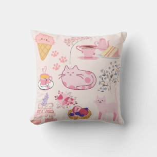 Cojín Decorativo Gatos Rosados Acogimiento