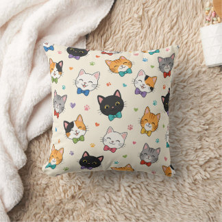 Cojín Decorativo Gatos sonrientes con corbatas de lazo