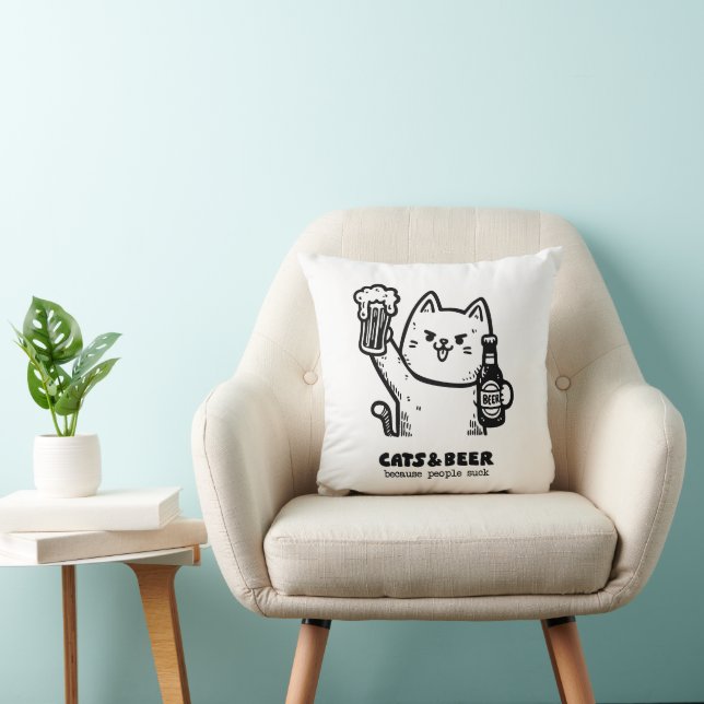 Cojín Decorativo Gatos y cerveza 1 (Silla)