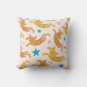Cojín Decorativo Gatos y estrellas caprichosos: Patrón de moda infa
