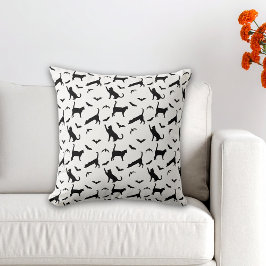 Cojín Decorativo Gatos Y Murciélagos Negros Patrón Mínimo Halloween