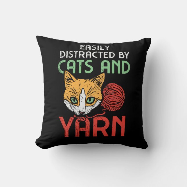 Cojín Decorativo Gatos Y Yarn (Anverso)