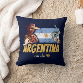 Cojín Decorativo Gaucho vintage de Argentina con pelota de fútbol d