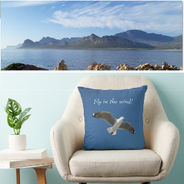 Cojín Decorativo Gaviota Blanca Volando Cielo Azul Profundo Inspira