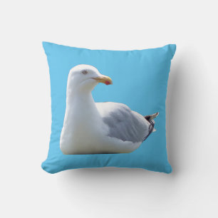 Cojín Decorativo Gaviota Serena Descansando Azul Celeste Inspirado 