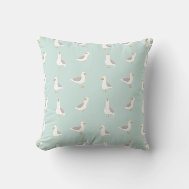 Cojín Decorativo Gaviotas en verde turquesa claro (Anverso)