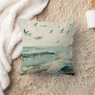 Cojín Decorativo Gaviotas En Vuelo Sobre El Océano