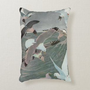 Cojín Decorativo Gaviotas sobre olas del océano por Louis Agassiz F