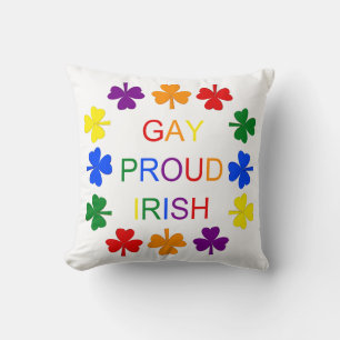 Cojín Decorativo Gay Proud Irlandés LGBT Rainbow Shamrock