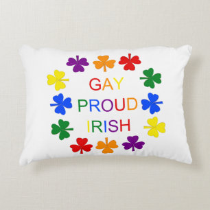 Cojín Decorativo Gay Proud Irlandés LGBT Rainbow Shamrock