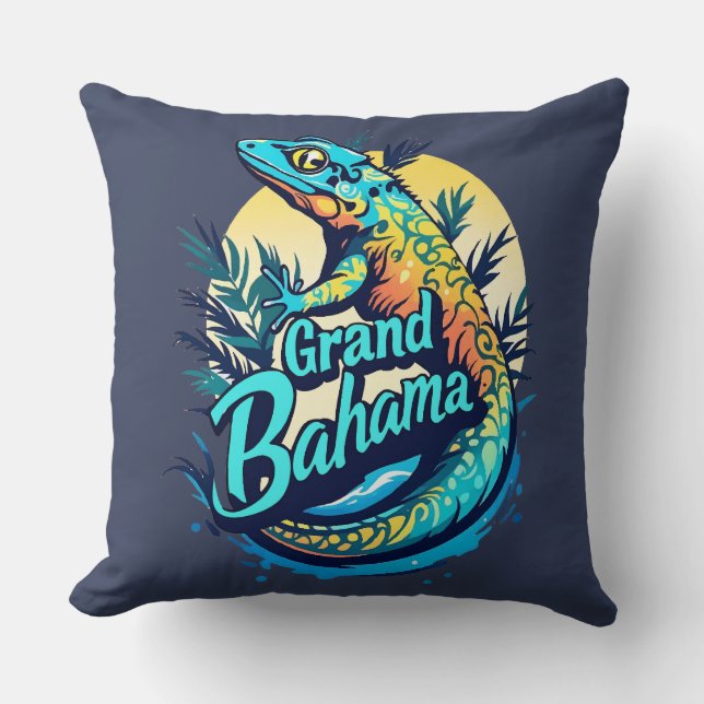 Cojín Decorativo Gecko Caribe de Gran Bahama (Anverso)