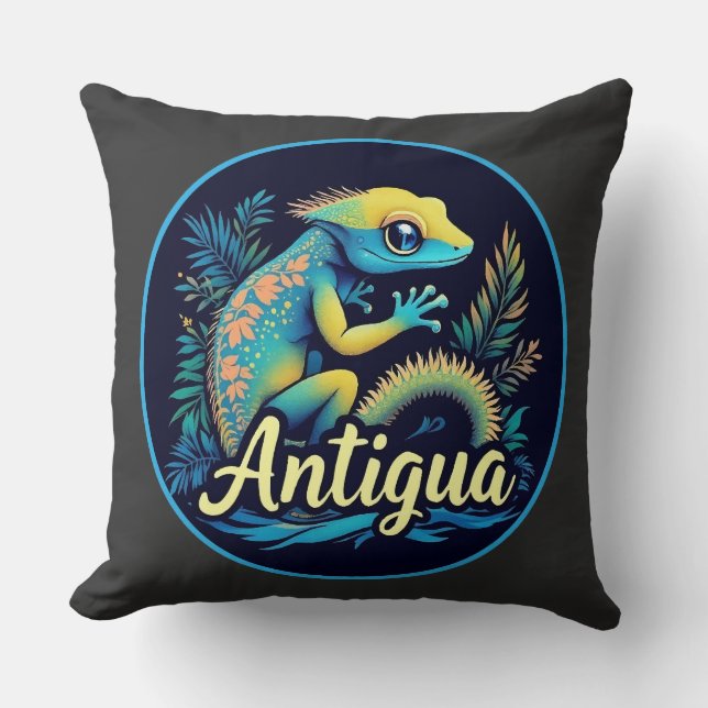 Cojín Decorativo Gecko caribeño de la isla Antigua (Anverso)