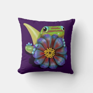 Cojín Decorativo Gecko con flores de zinnia