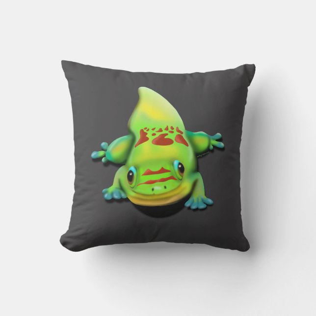 Cojín Decorativo Gecko del Día del Polvo Oro (Anverso)