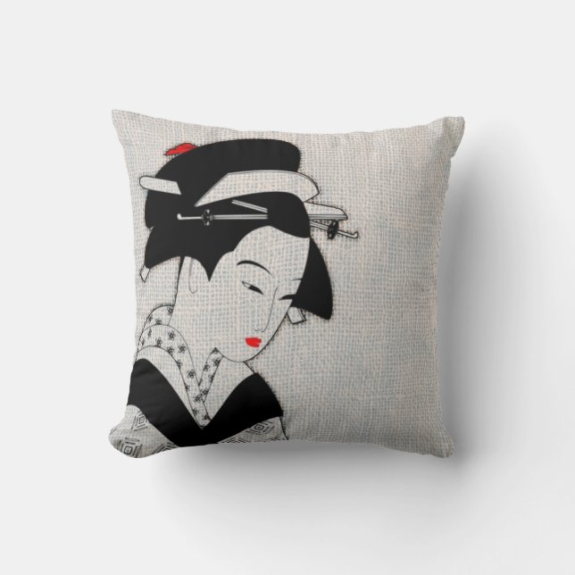Cojín Decorativo Geisha triste gris claro (Anverso)