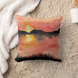 Cojín Decorativo Gemalter Sonnenuntergang Aquarell/Tusche -  Badhan