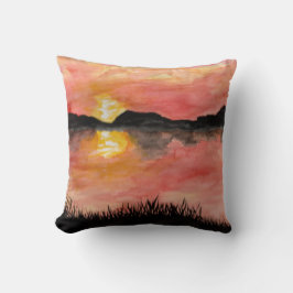 Cojín Decorativo Gemalter Sonnenuntergang Aquarell/Tusche - Badhan