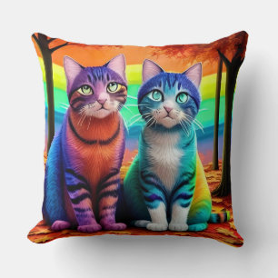 Cojín Decorativo Gemelos De Arte Digital De Gatos-56467