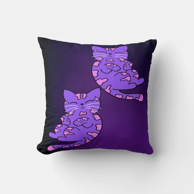 Cojín Decorativo Gemelos morados de gatito 2 (Anverso)