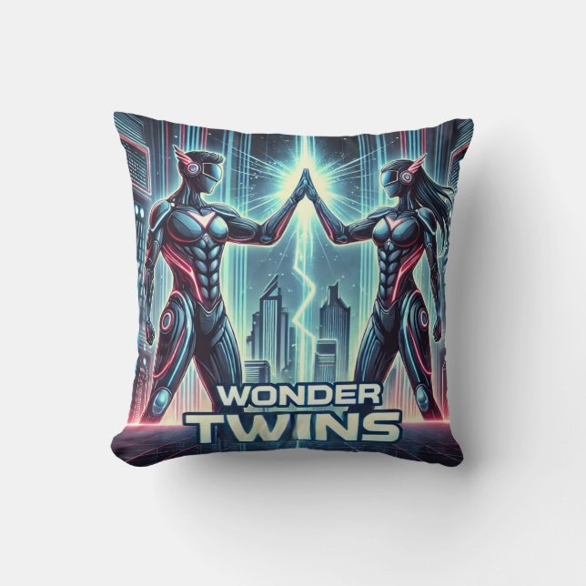 Cojín Decorativo Gemelos Neon Wonder - Sinergia desatada (Anverso)