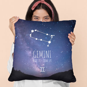 Cojín Decorativo Géminis Constelación zodiaca personalizada