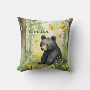 Cojín Decorativo Género de oso negro suave y neutro personalizado