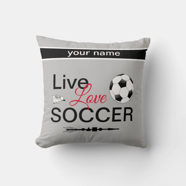 Cojín Decorativo genial live love socfootball add name (Anverso)