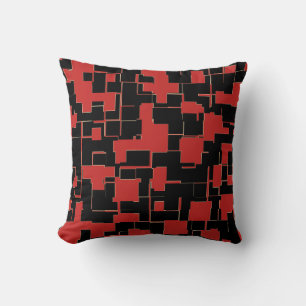 Cojín Decorativo Genial patrón abstracto elegante en negro y rojo