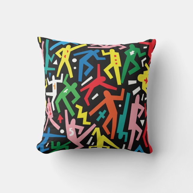 Cojín Decorativo Gente bailando, patrón de doodle set. (Anverso)