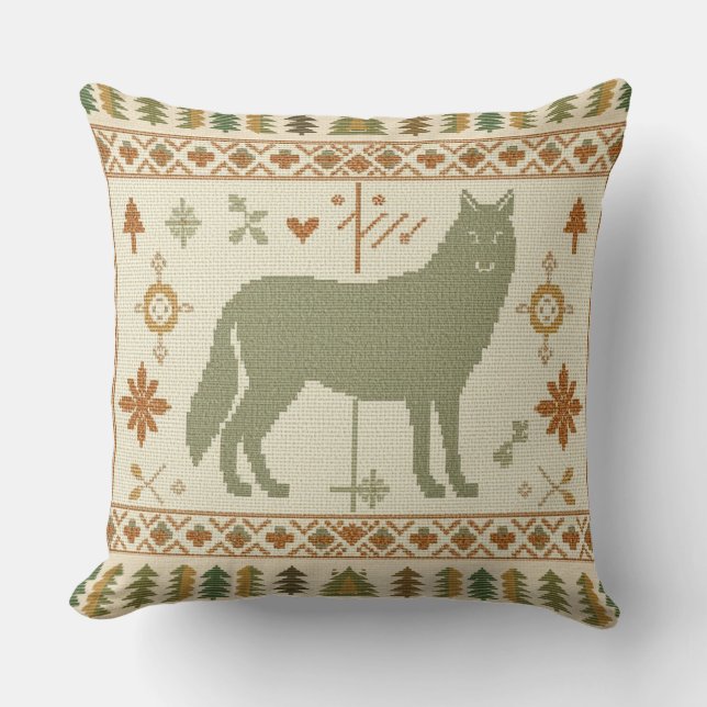 Cojín Decorativo Gente de Lobo del Bosque (Anverso)