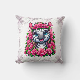 Cojín Decorativo Gentil cebra en guirnalda Rosa