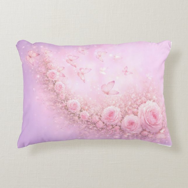 Cojín Decorativo Gentle Floral Pattern – Soft Pink Roses with Soft  (Anverso)