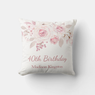 Cojín Decorativo Gentle Rubor Pink Floral 40 cumpleaños regalo Fies