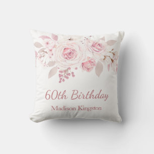 Cojín Decorativo Gentle Rubor Pink Floral 60th Birthday Party Gift