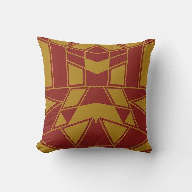 Cojín Decorativo Geo #545 Oro y Rojo (Anverso)