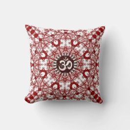 Cojín Decorativo Geo-Lace Mandala Blanco Rojo OM Cushion / Pillow